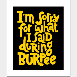 Gym Workout Motivation - Funny Burpee Quotes for your Training Sessions (Yellow) Posters and Art